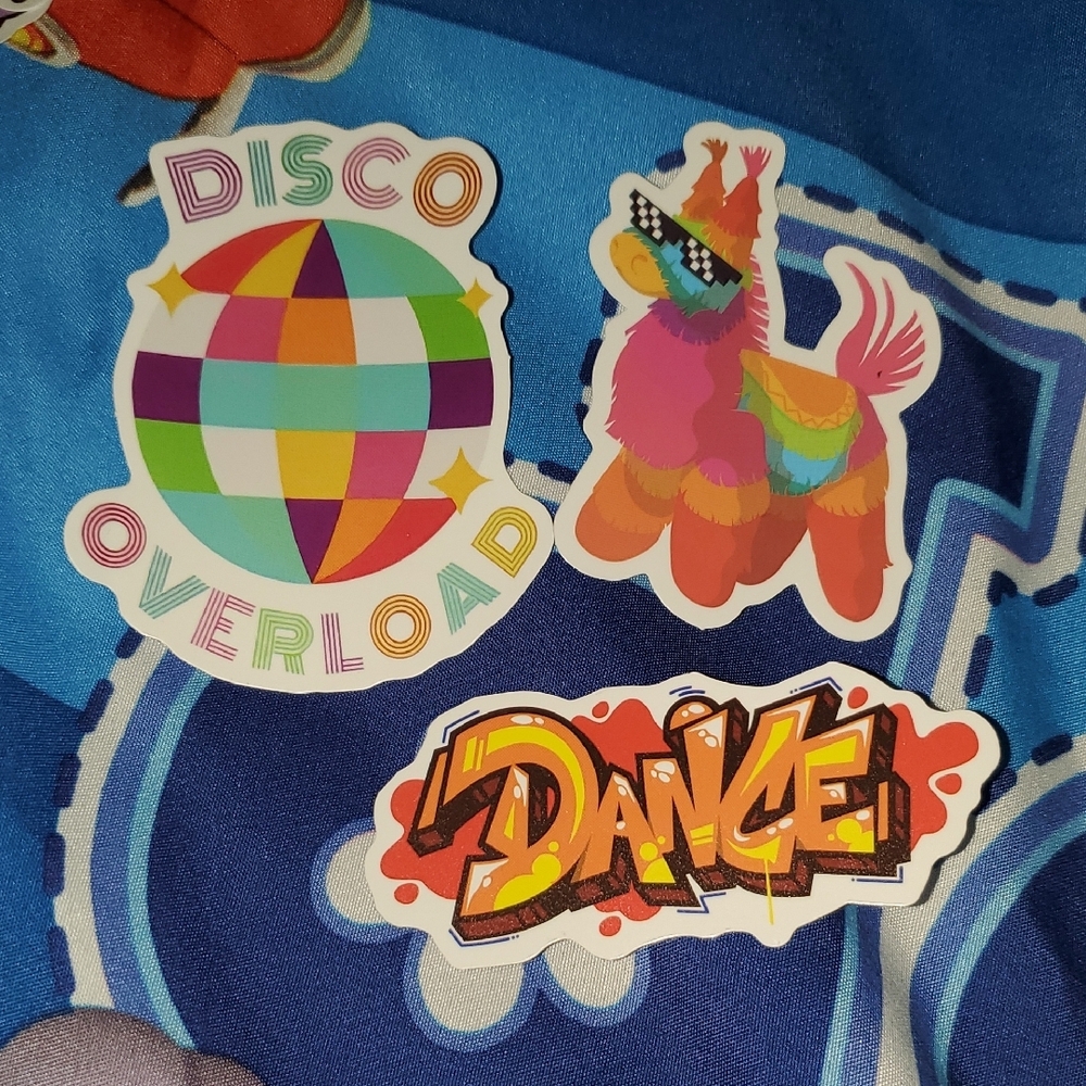 🌈FREE W/BUNDLE🌈 Set Of 3 Colorful Disco Overload and Dance Stickers